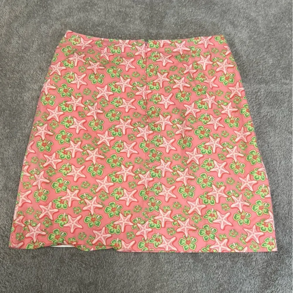 Vineyard Vines skirt womens 2 pink green Starfish floral hawaiian hibiscus - Picture 7 of 8
